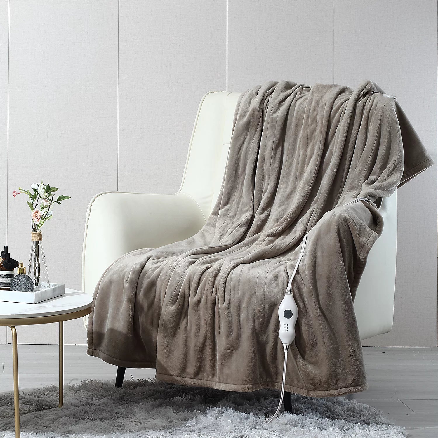 Electric Heated Blanket Throw，50"X60"Double Flannel Fabric Heated Throw Blanket for Home Office Moose