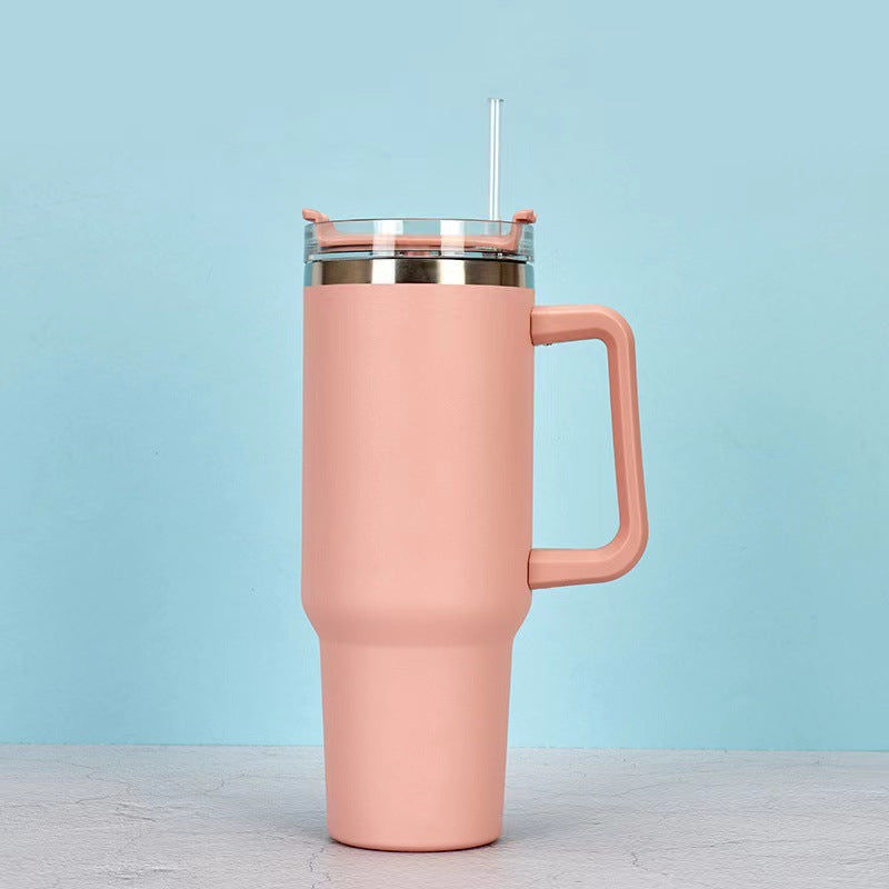 40Oz Straw Coffee Insulation Cup with Handle Portable Car Stainless Steel Water Bottle Largecapacity Travel BPA Free Thermal Mug