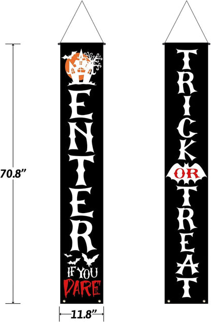 Halloween Decorations Banners, Halloween Door Porch Sign Trick or Treat Yard Signs Banner