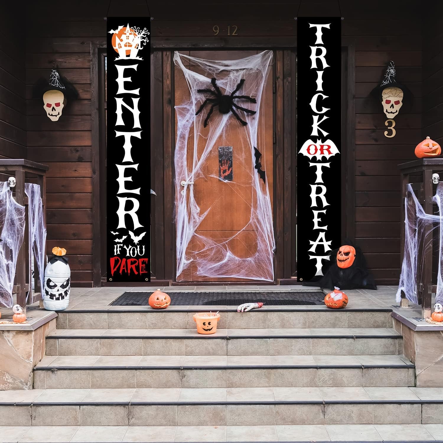 Halloween Decorations Banners, Halloween Door Porch Sign Trick or Treat Yard Signs Banner